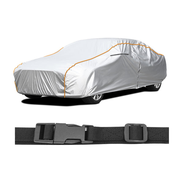 Daolar Car Cover Waterproof Breathable, Full Car Cover for Rain Sun Dust Protection with Zip, Universal Fit for Sedan