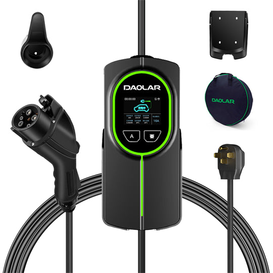 Daolar WIFI Control 9.6KW /11KW Portable EV charger 40A / 48A J1772 Level 2  Electric Vehicle Charger, 25ft Cable Adjustable Current EVSE EV Car
