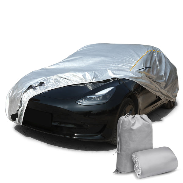 Daolar Car Cover for Tesla model 3/S/X/Y Waterproof All-Weather Protection Full Car Cover Heavy Duty with Ventilated Mesh Charging Port Snow Winter