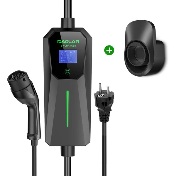 Daolar Portable Charging Station for Electric Cars 3.68KW Type 2 EV Charger 16A Schuko plug with Type 2 Charging Cable Holder Organiser