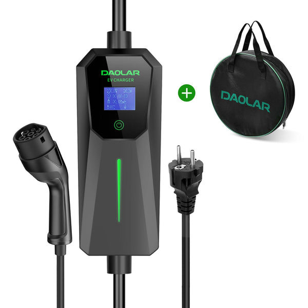 Daolar Type 2 EV Charger with Schuko plug 3.68KW 16A Portable Charging Station for Electric Cars with Storage Bag