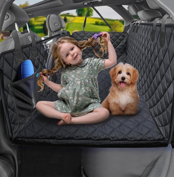 Daolar Pets Car Seat Cover for Dogs and Children with Hard Underside, Widened Car Dog Blanket Non-Slip, Waterproof Rear Seat for Most Cars, HGVs & SUVs, 132 x 63 x 55 cm